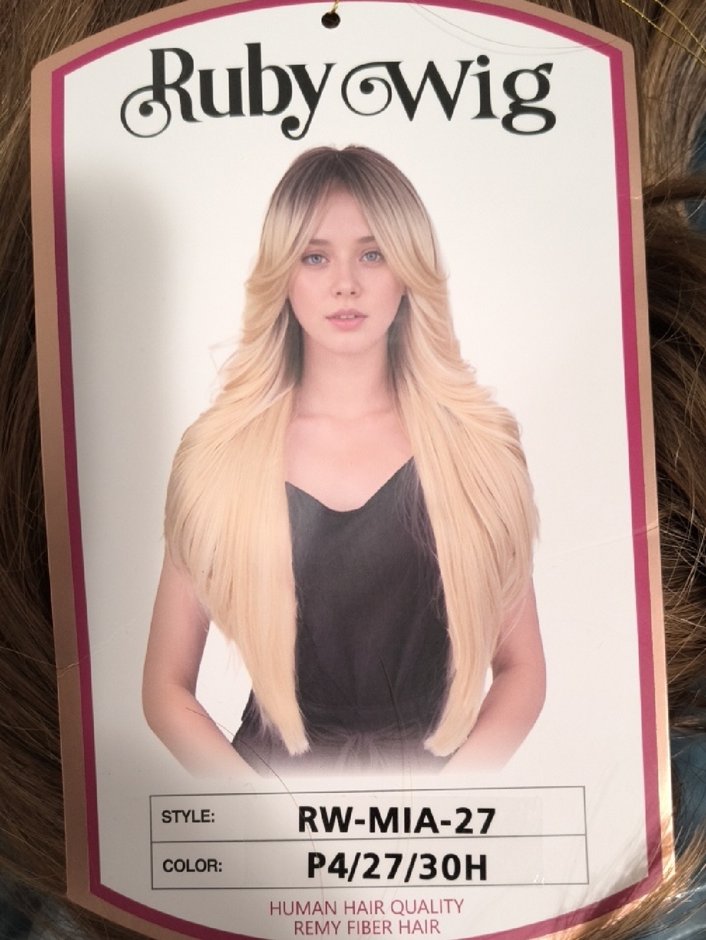 Long Layered Copper Brown Human Hair Wig - Picture 3 of 7